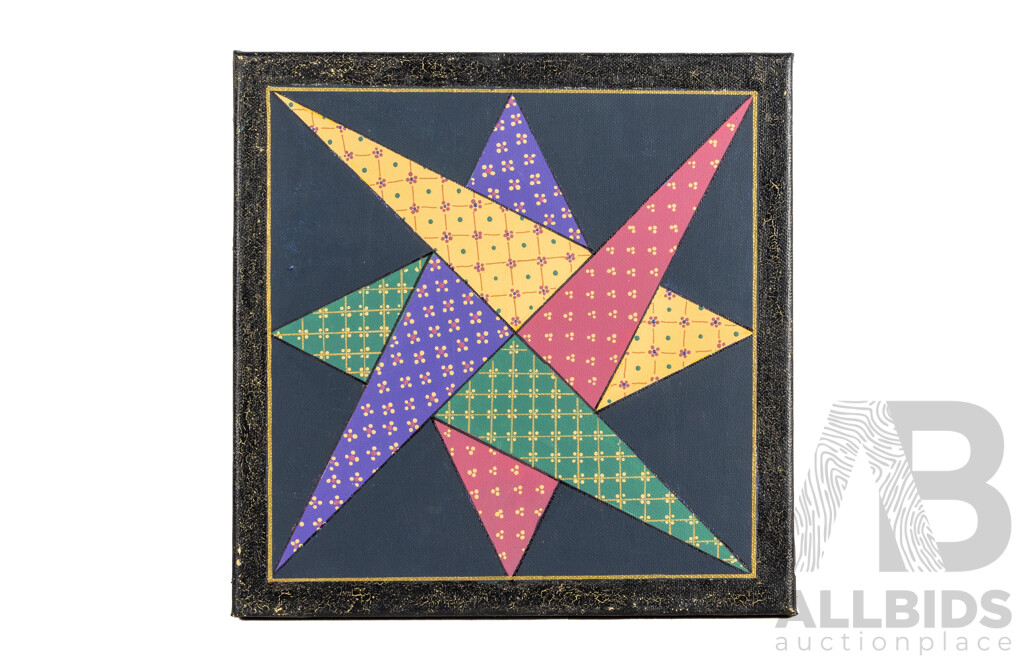Julie O'Brien (20th Century, Australian), Morning Star, Symmetry in Purple, Nice Trio of Original Quilt Design Inspired Oil on Canvases, 45 x 45 cm (largest) (3)