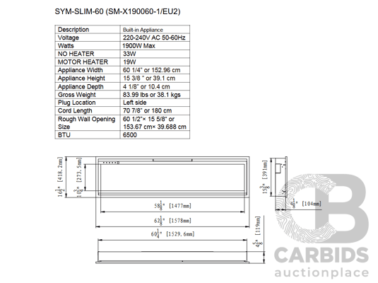 1662467 · Amantii 60-Inch Extra Slim Electric Fireplace (SYM-SLIM-60)