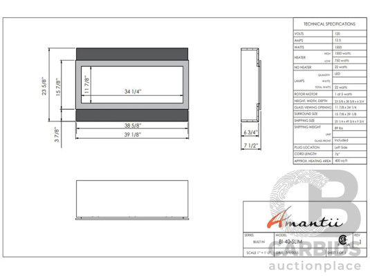 1662453 · Amantii BI-40-SLIM 40-Inches Panorama Slim Electric Fireplace (BI-40-SLIM)