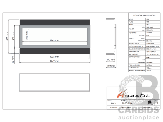 1663660 · Amantii BI-50-SLIM 50-Inches Panorama Slim Electric Fireplace (BI-50-SLIM)