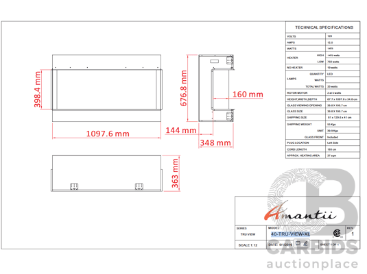 1661768 · Amantii Tru View XL Smart Electric Fireplace (40-TRU-VIEW-XL)