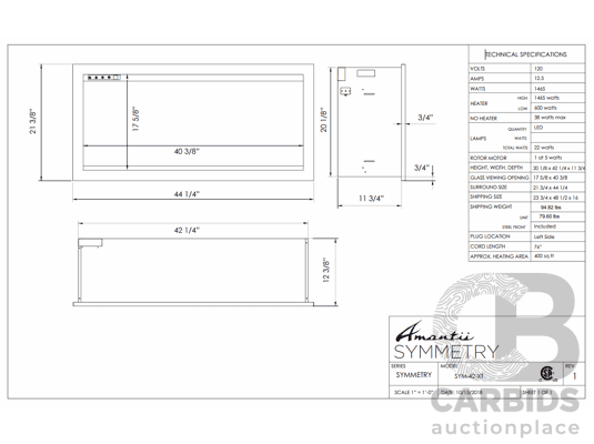Amantii Symmetry XT Series Electric Heater Extra Tall (SYM-42-XT)