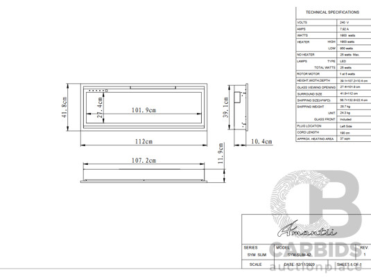 1661759 · Amantii (SYM-SLIM-42) Symmetry Xtra Slim 42-Inch Smart Electric Fireplace *Brand New