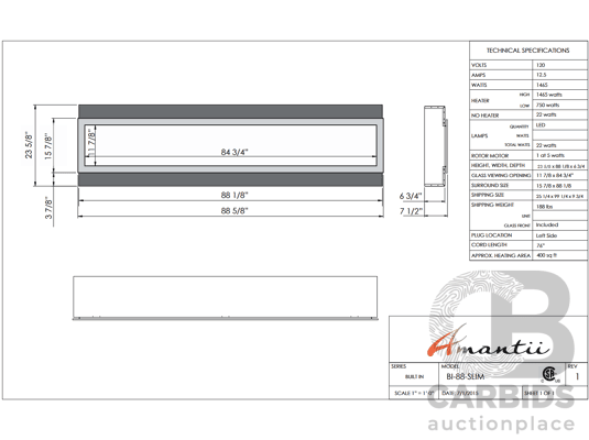 Amantii BI-88-SLIM Smart Electric Fireplace (BI-88-SLIM)
