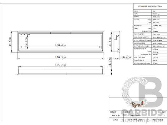 1662460 · Remii WM-SLIM Smart Electric Fireplace (WM-SLIM-65)