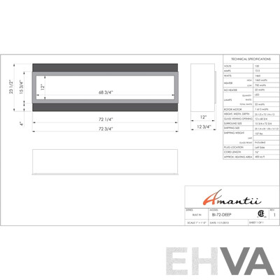 Amantii Panorama BI DEEP Smart Electric Fireplace  (BI-72-DEEP)