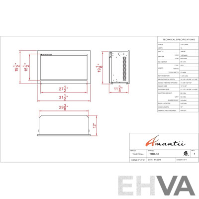 Amantii Electric Fireplace Insert (TRD-30)