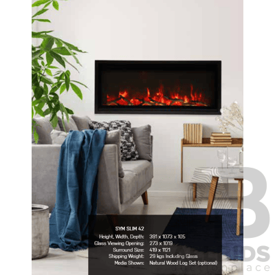 Amantii (SYM-SLIM-42) Symmetry Xtra Slim 42-Inch Smart Electric Fireplace *Brand New