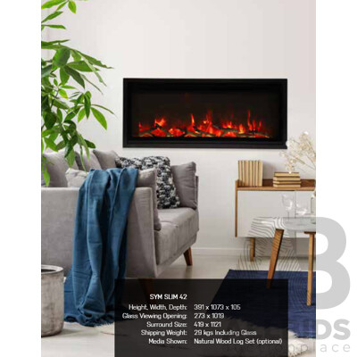 Amantii (SYM-SLIM-42) Symmetry Xtra Slim 42-Inch Smart Electric Fireplace *Brand New