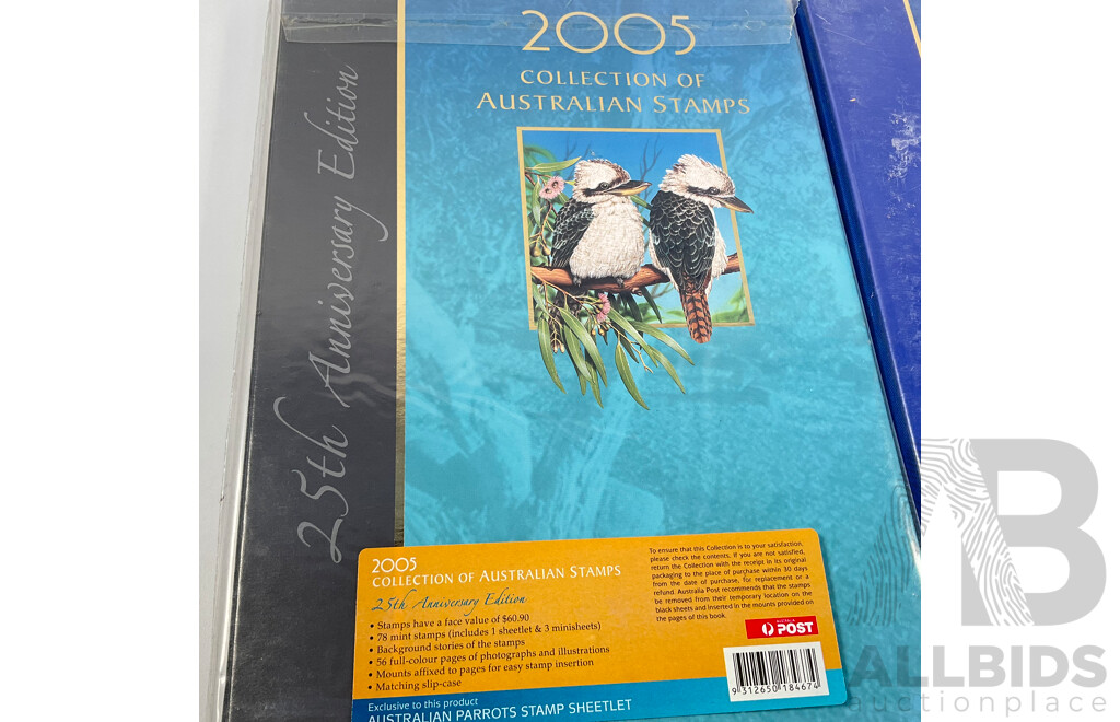 Two Australian Annual Stamp Albums, 2004 and 2005 Twenty Fifth Anniversary Addition - Face Value $117
