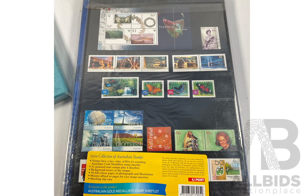 Two Australian Annual Stamp Albums, 2004 and 2005 Twenty Fifth Anniversary Addition - Face Value $117