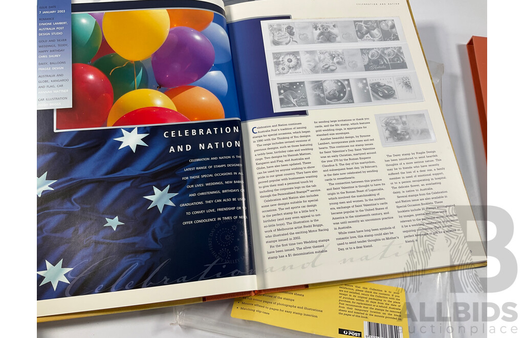 Three Australian Deluxe Edition Annual Stamp Albums Including 2001, 2002, 2003 - Face Value $156