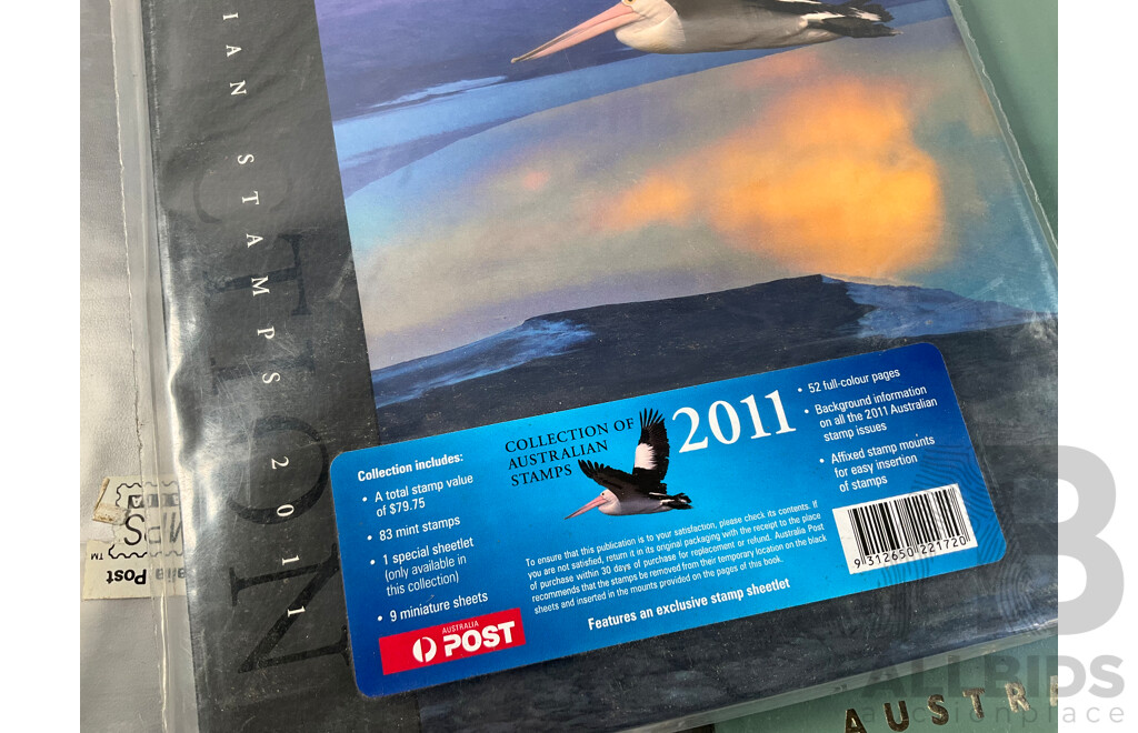 Four Australian Annual Stamp Albums Including 1988, 1989, 2006, 2011- Fave Value $229