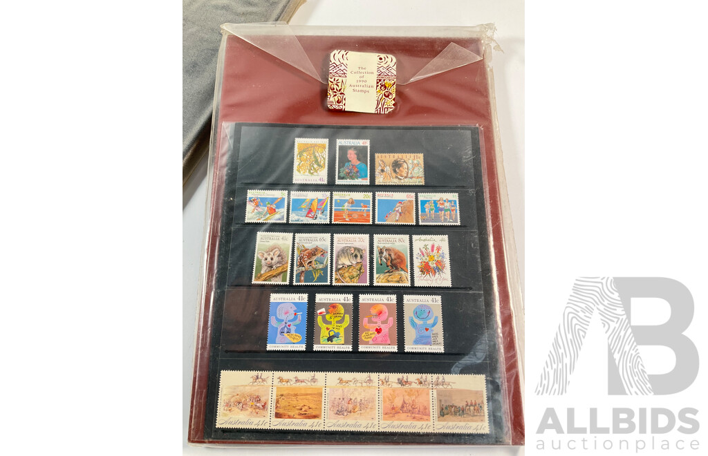 Three Australian Annual Stamp Albums Including 1986, 1987, 1990 - Face Value $102