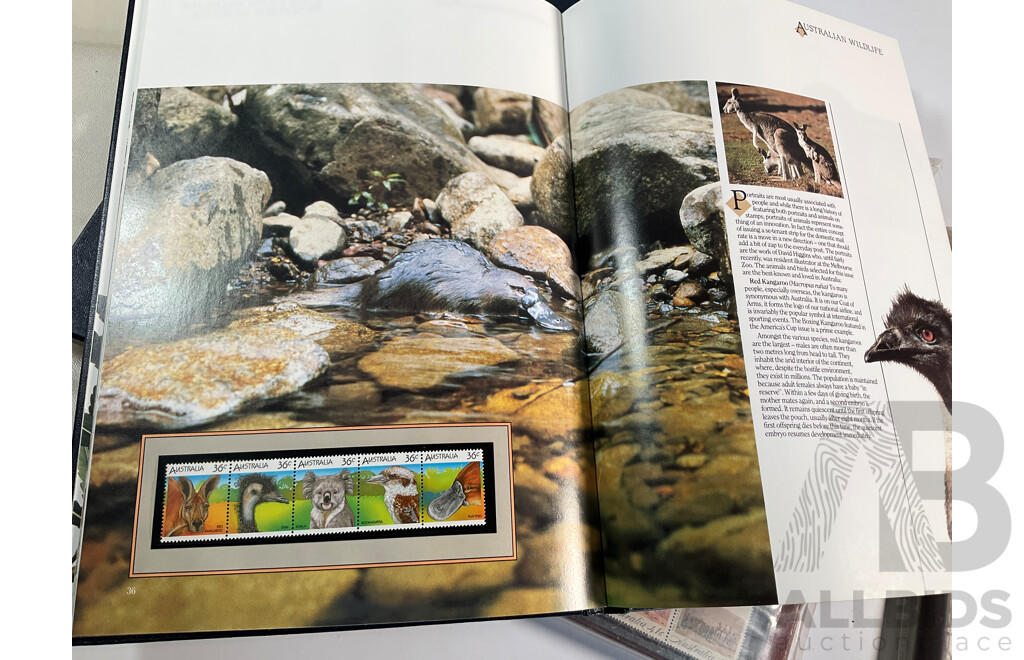 Three Australian Annual Stamp Albums Including 1986, 1987, 1990 - Face Value $102