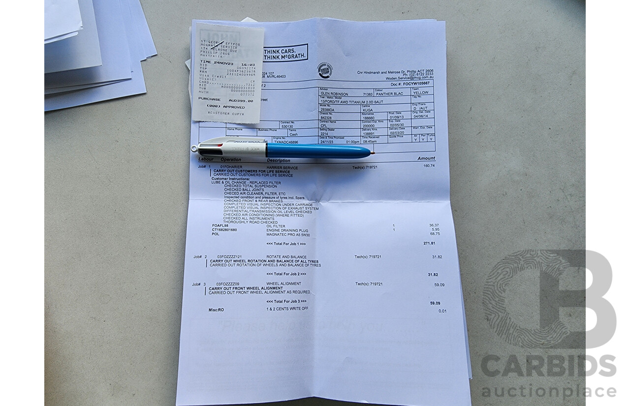 11/2013 Ford Kuga Titanium (awd) TF 4d Wagon Black 2.0L