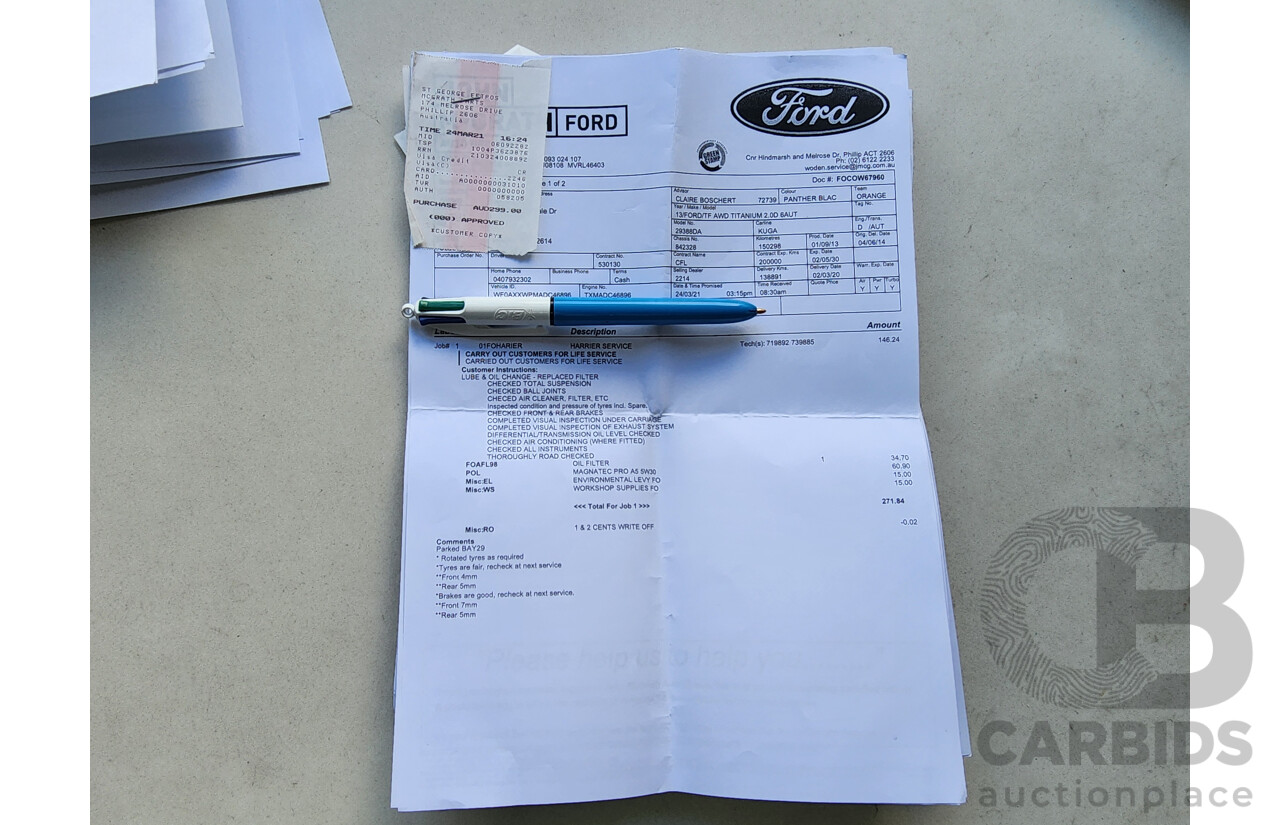 11/2013 Ford Kuga Titanium (awd) TF 4d Wagon Black 2.0L