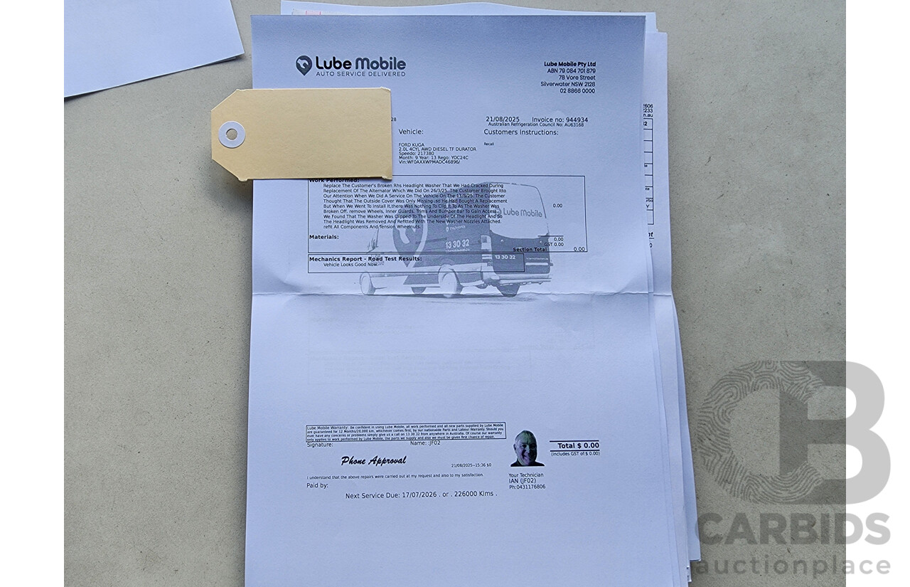 11/2013 Ford Kuga Titanium (awd) TF 4d Wagon Black 2.0L