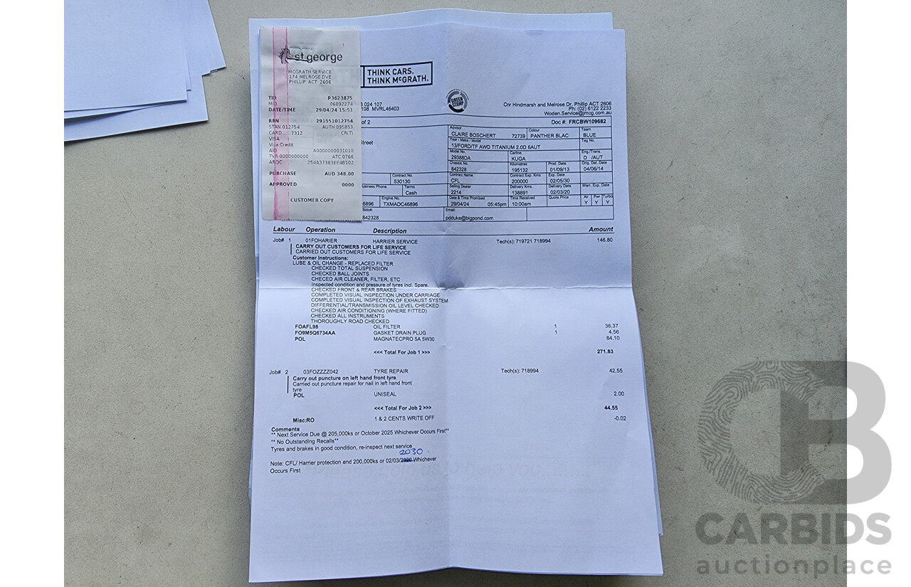 11/2013 Ford Kuga Titanium (awd) TF 4d Wagon Black 2.0L