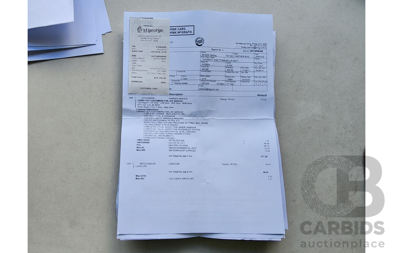 11/2013 Ford Kuga Titanium (awd) TF 4d Wagon Black 2.0L