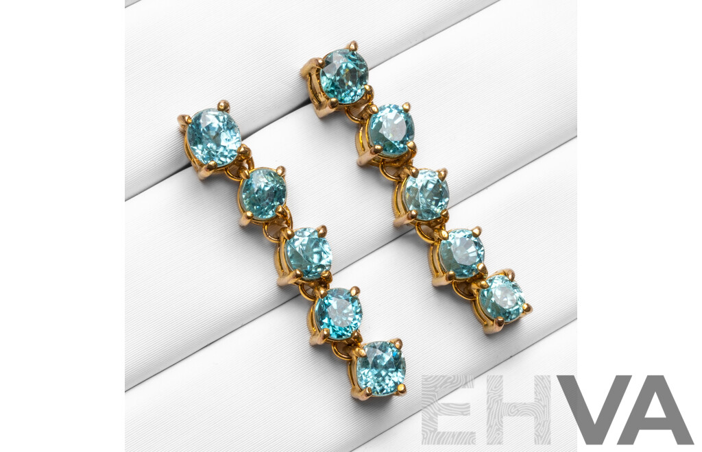 Gold Tone Drop Earrings with Natural Topaz