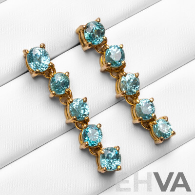 Gold Tone Drop Earrings with Natural Topaz