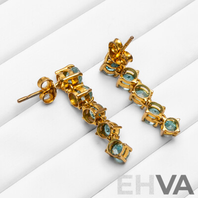 Gold Tone Drop Earrings with Natural Topaz