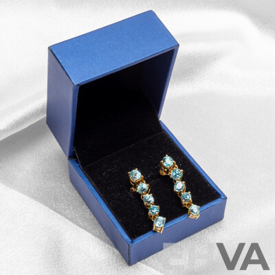Gold Tone Drop Earrings with Natural Topaz