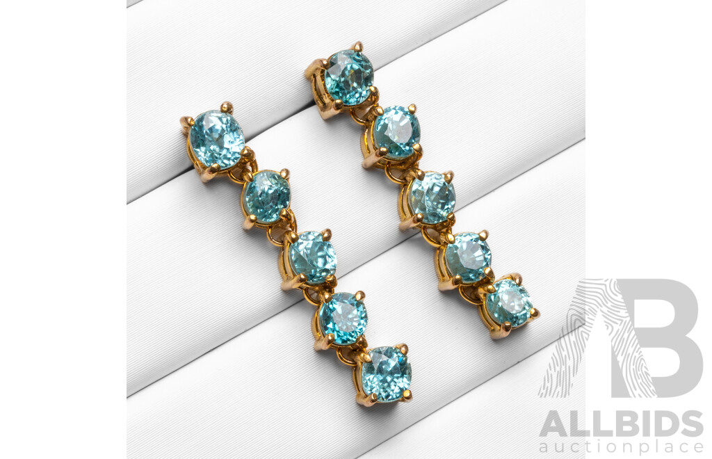 Gold Tone Drop Earrings with Natural Topaz