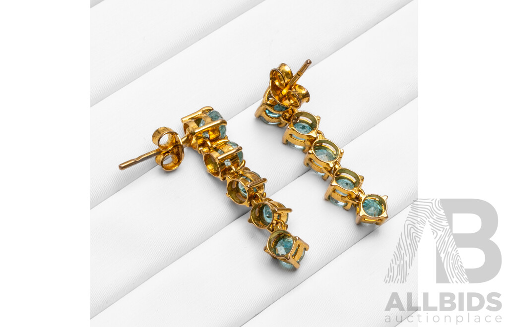 Gold Tone Drop Earrings with Natural Topaz