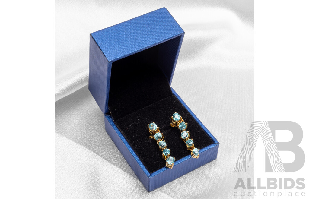 Gold Tone Drop Earrings with Natural Topaz