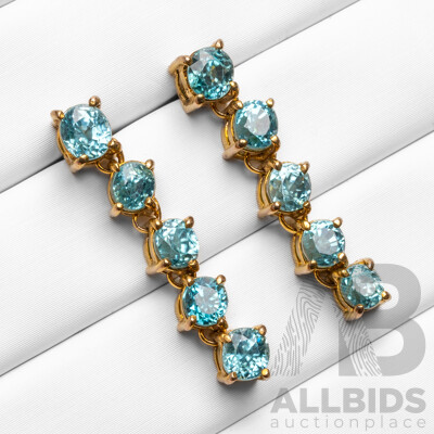 Gold Tone Drop Earrings with Natural Topaz