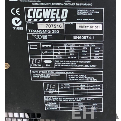 Cigweld Transmig 350 MIG Welder