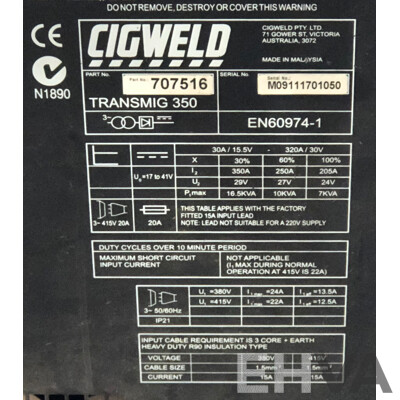 Cigweld Transmig 350 MIG Welder