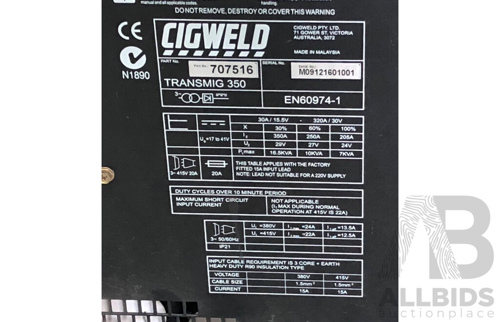 Cigweld Transmig 350 MIG Welder