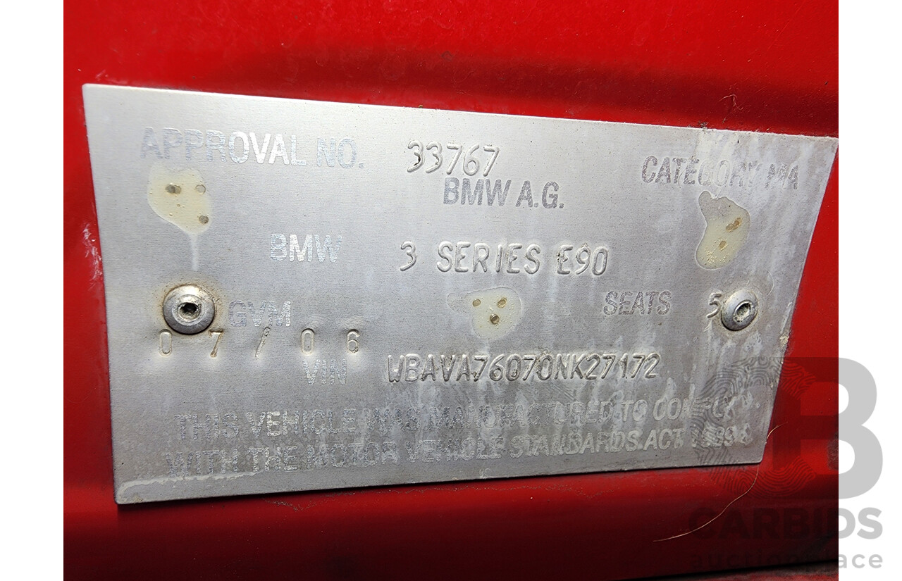7/2006 Bmw 3 20i E90 4d Sedan Red 2.0L