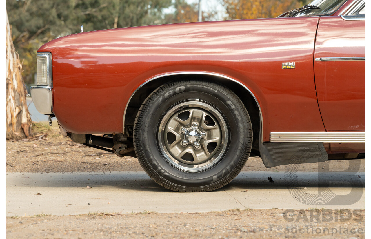11/1972 Chrysler Valiant VH Charger 770 2d Coupe Russet Metallic 4.3L