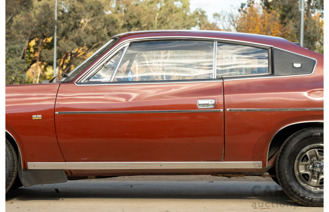 11/1972 Chrysler Valiant VH Charger 770 2d Coupe Russet Metallic 4.3L