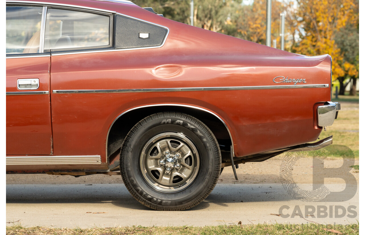 11/1972 Chrysler Valiant VH Charger 770 2d Coupe Russet Metallic 4.3L