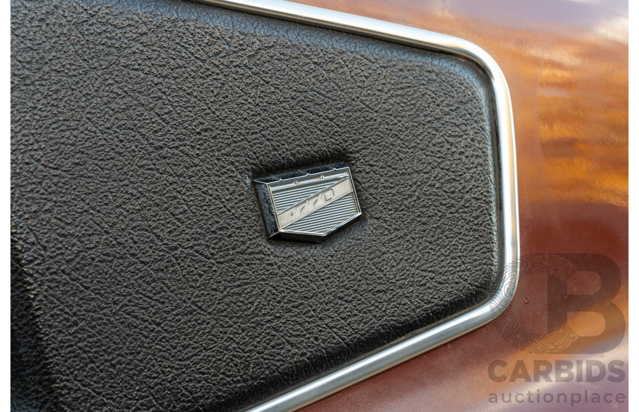 11/1972 Chrysler Valiant VH Charger 770 2d Coupe Russet Metallic 4.3L