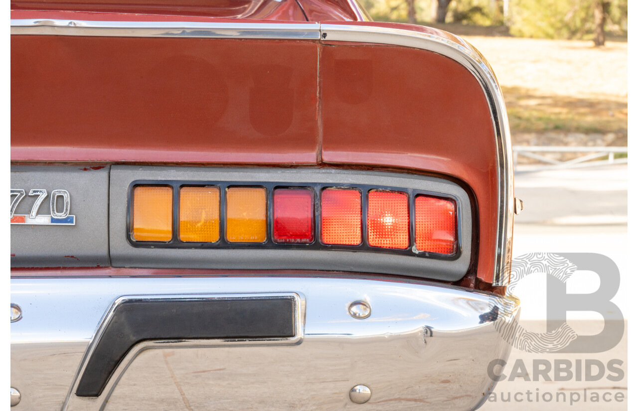 11/1972 Chrysler Valiant VH Charger 770 2d Coupe Russet Metallic 4.3L