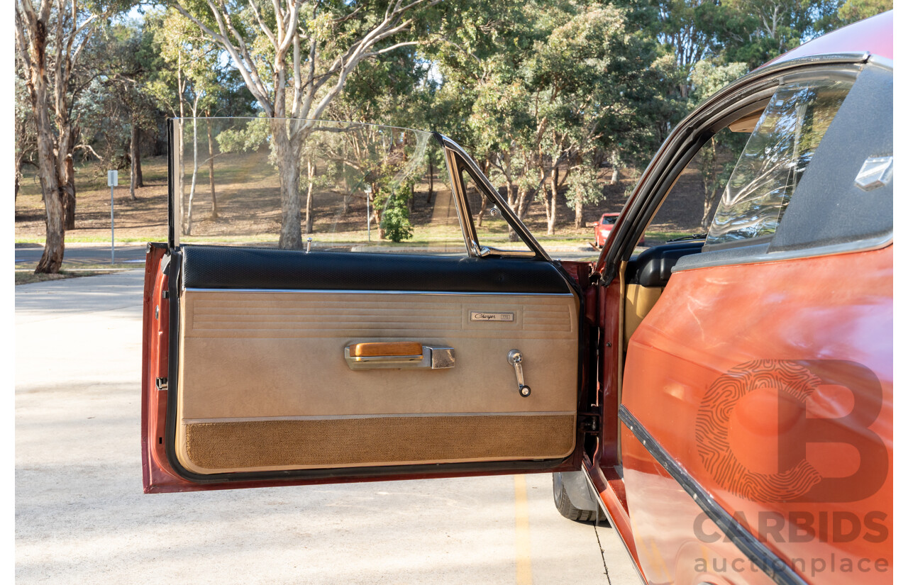 11/1972 Chrysler Valiant VH Charger 770 2d Coupe Russet Metallic 4.3L