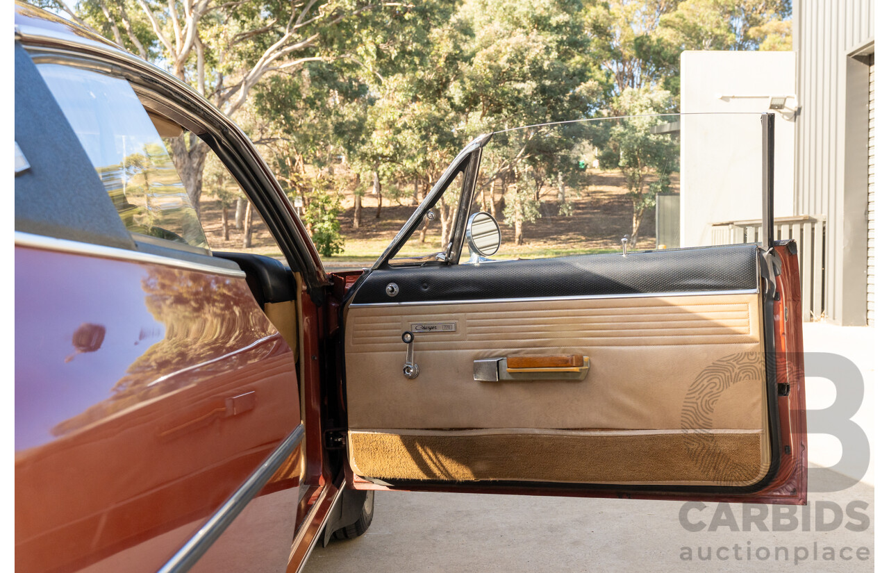 11/1972 Chrysler Valiant VH Charger 770 2d Coupe Russet Metallic 4.3L