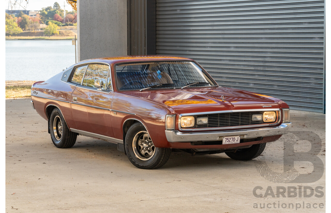 11/1972 Chrysler Valiant VH Charger 770 2d Coupe Russet Metallic 4.3L