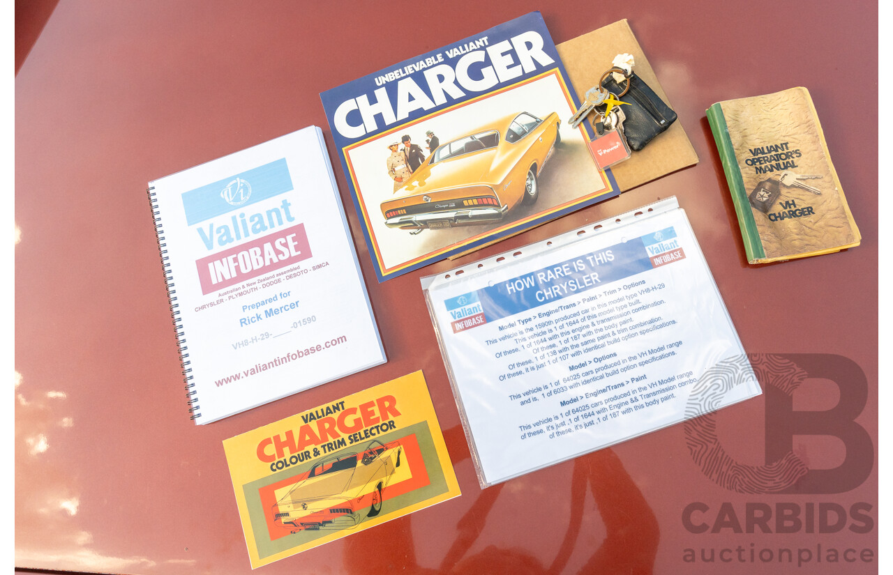 11/1972 Chrysler Valiant VH Charger 770 2d Coupe Russet Metallic 4.3L