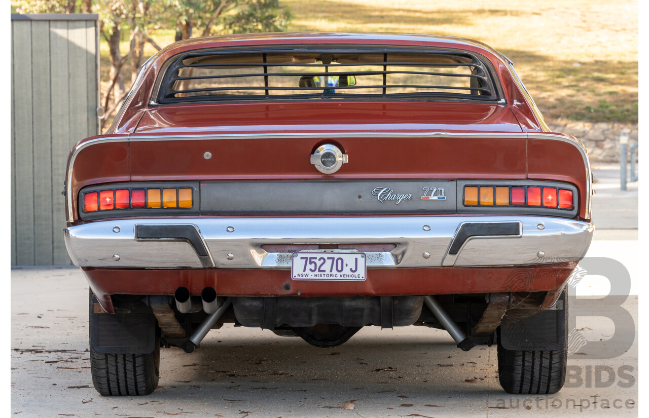 11/1972 Chrysler Valiant VH Charger 770 2d Coupe Russet Metallic 4.3L