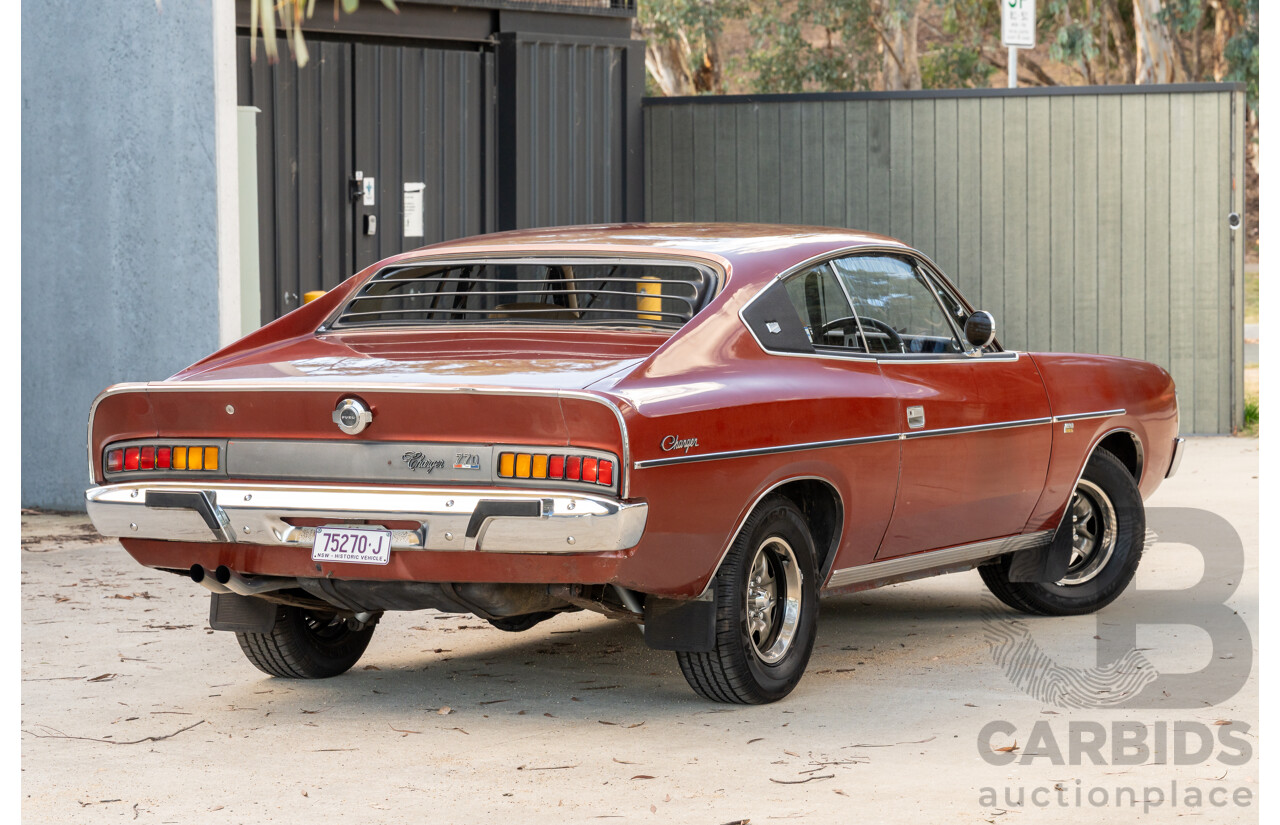 11/1972 Chrysler Valiant VH Charger 770 2d Coupe Russet Metallic 4.3L