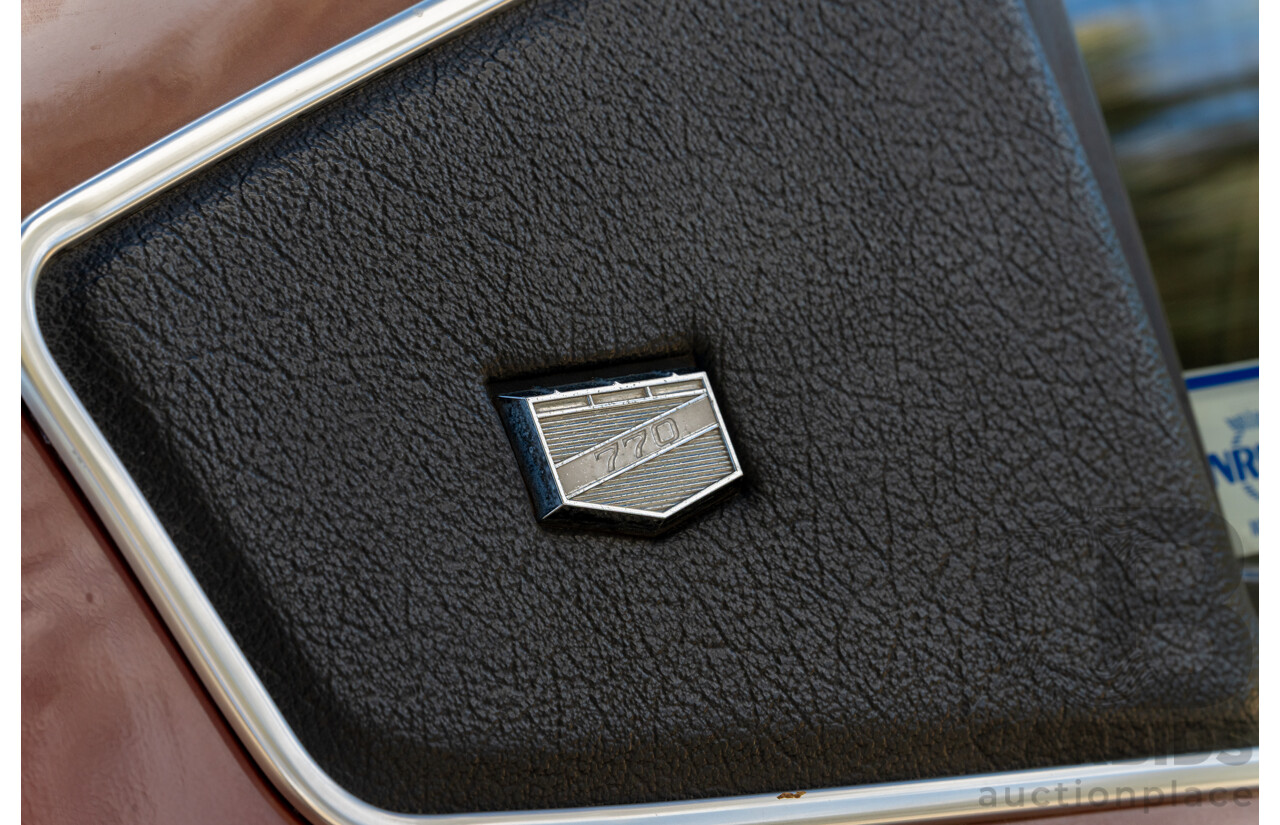 11/1972 Chrysler Valiant VH Charger 770 2d Coupe Russet Metallic 4.3L