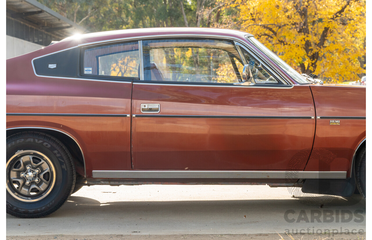 11/1972 Chrysler Valiant VH Charger 770 2d Coupe Russet Metallic 4.3L