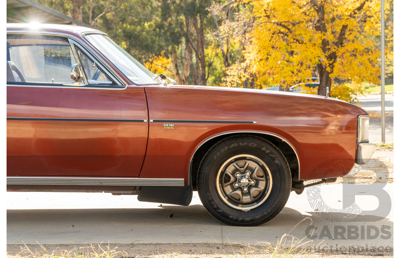 11/1972 Chrysler Valiant VH Charger 770 2d Coupe Russet Metallic 4.3L